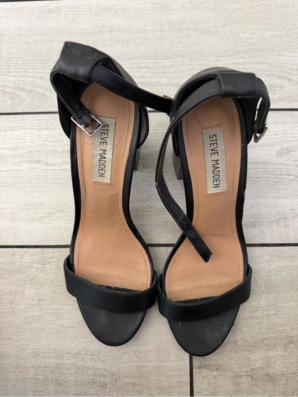 Steve Madden Black Strappy Ankle-Heel Sandals